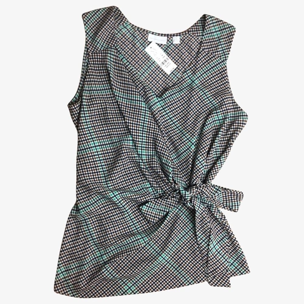 NY&C Medium Blouse Top Sleeveless Rouched Side Tie